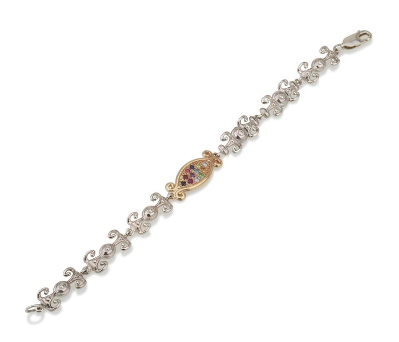 14K Gold and Silver Kabbalah Bracelet with Hoshen Gems