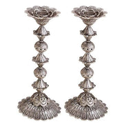 Sterling Silver Tall Flower Filigree Candlesticks