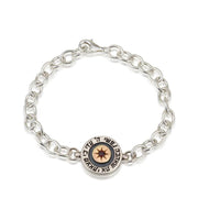 Kabbalah Bracelet with Garnet Stone in 14K Gold and Silver