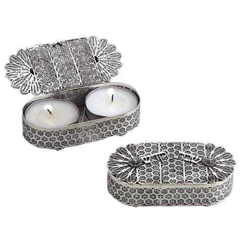 Silver Filigree Traveling Tea Lights Holder