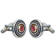 Silver & Gold Ethnic Garnet Cufflinks