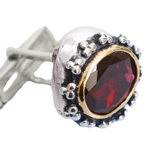 Silver & Gold Garnet Cufflinks