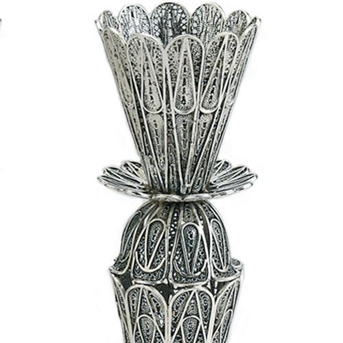 Large Filigree Lace Silver Candle Holders