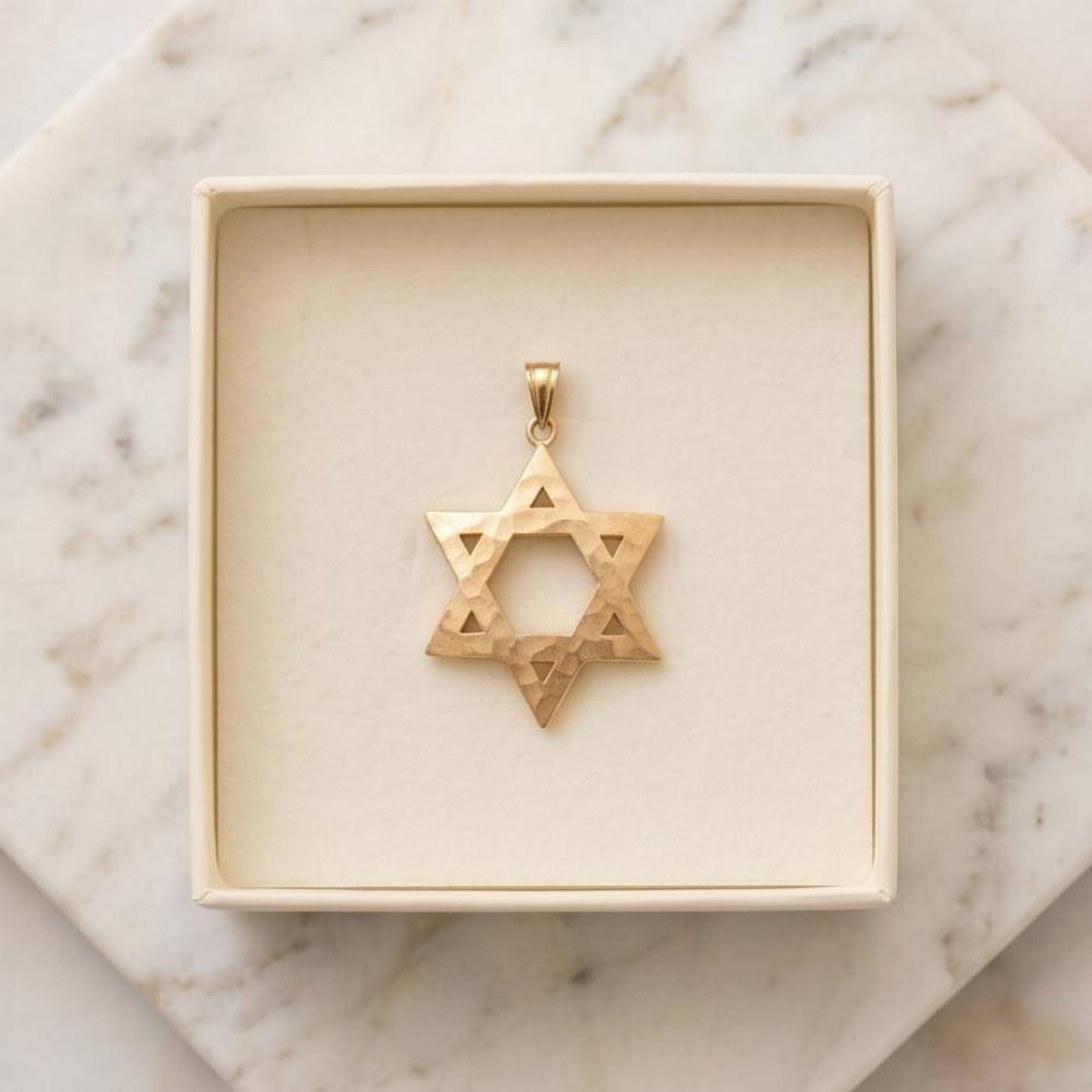 3D Reversible Star of David Pendant in 14k Gold