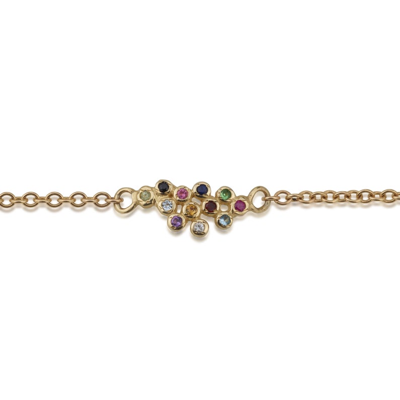 14K Gold Chain Bracelet with Hoshen Gems
