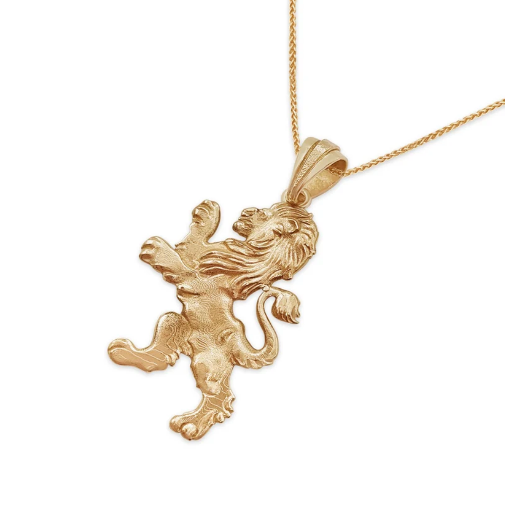 Large Lion of Judah Pendant in 14K Gold - 2.45"