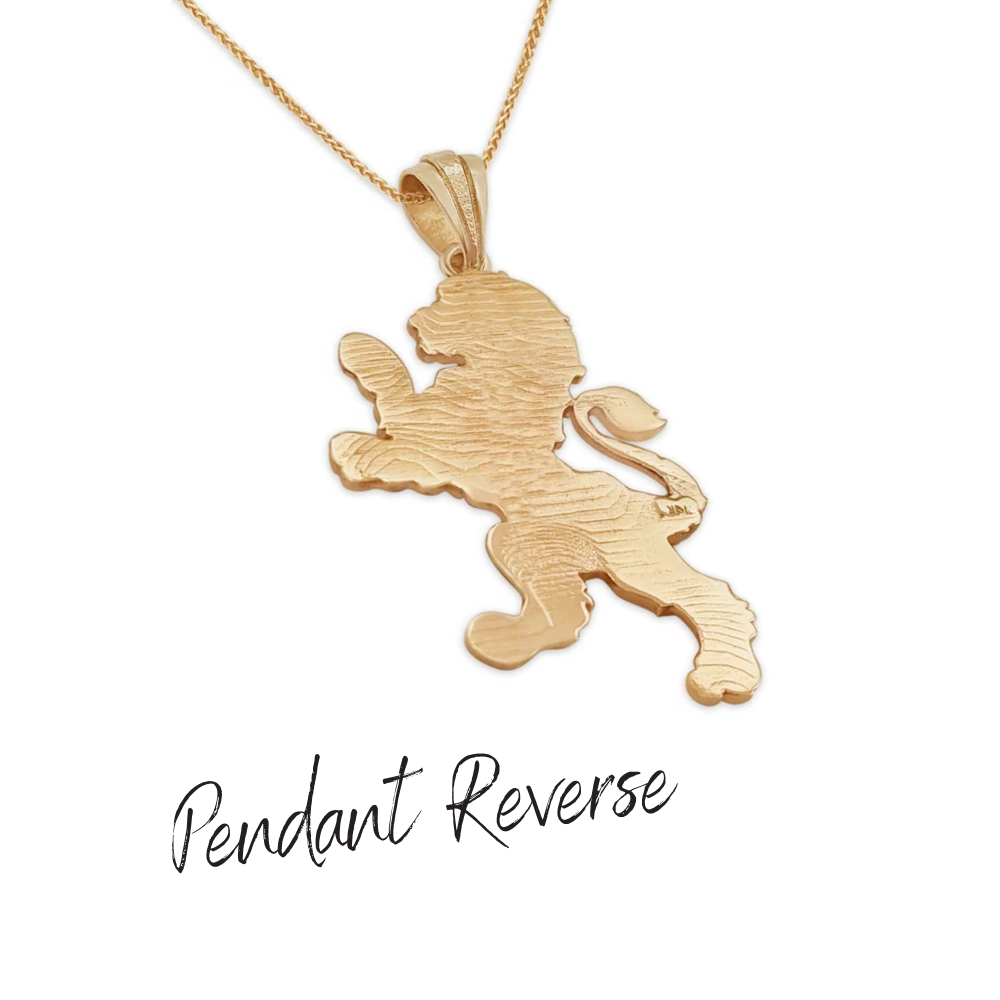 Large Lion of Judah Pendant in 14K Gold - 2.45"