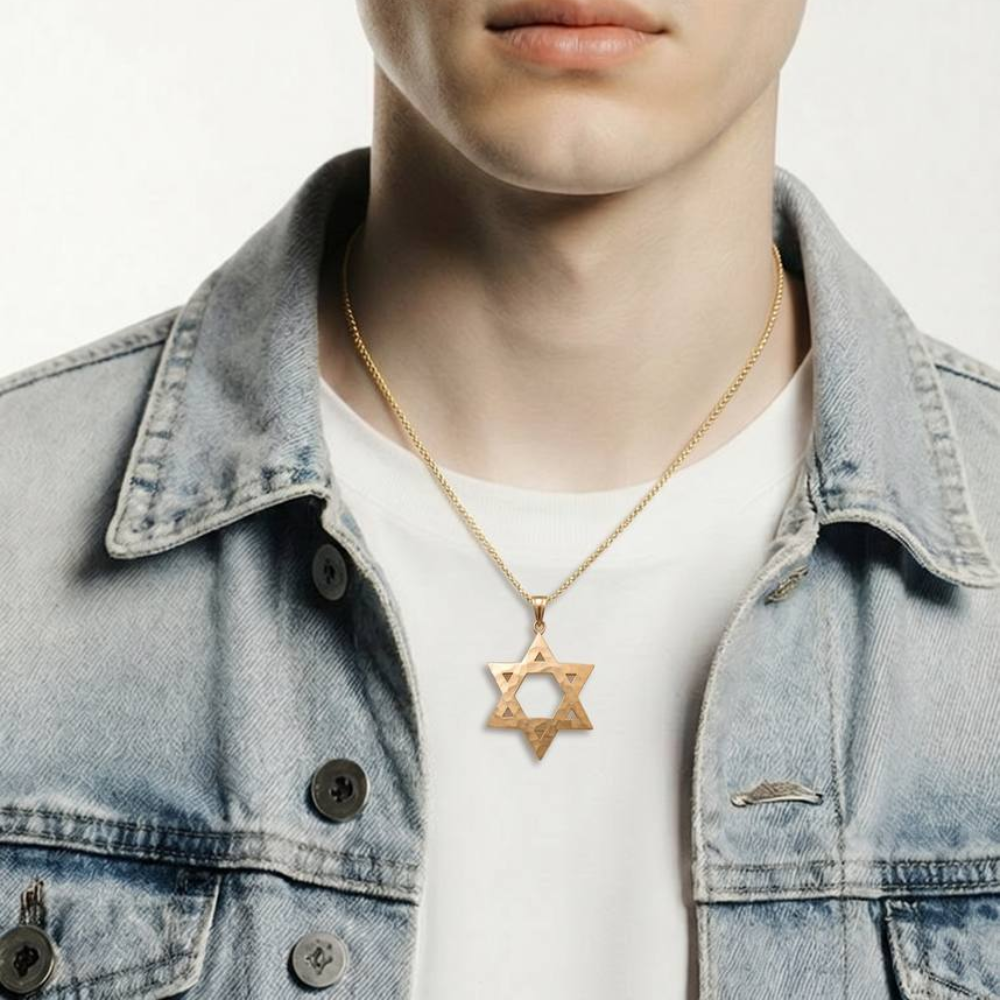 3D Reversible Star of David Pendant in 14k Gold