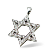 Classic Diamond Star of David Pendant in 18k White Gold