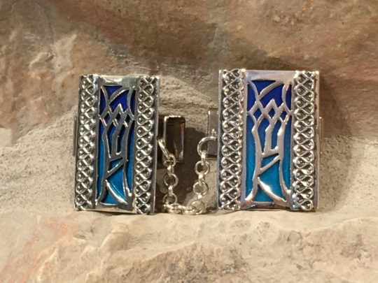 Enamel Multicolored Mezuzah Style Silver Tallit Clips