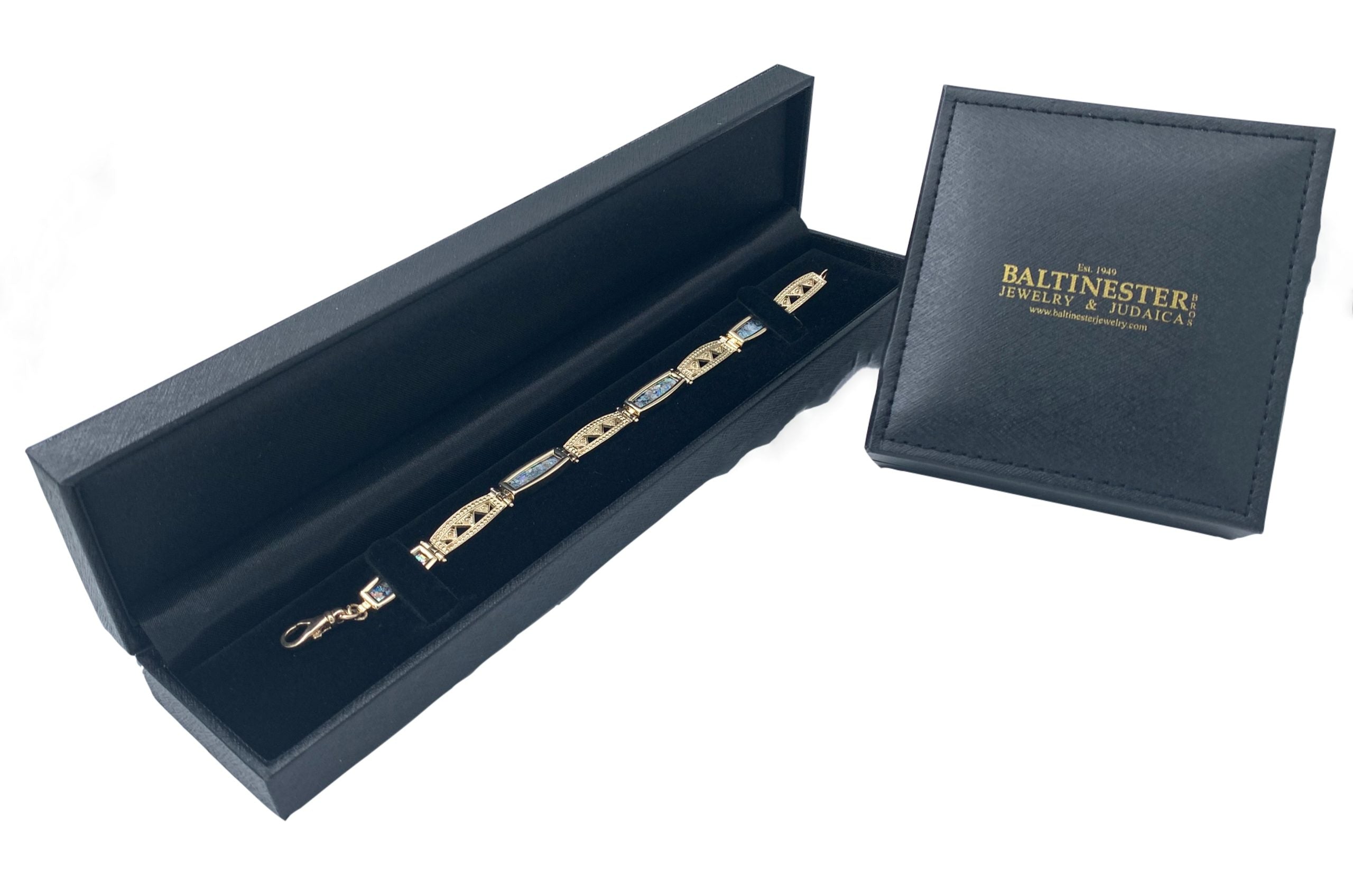 14k Gold Roman Glass Yemenite Design Bracelet