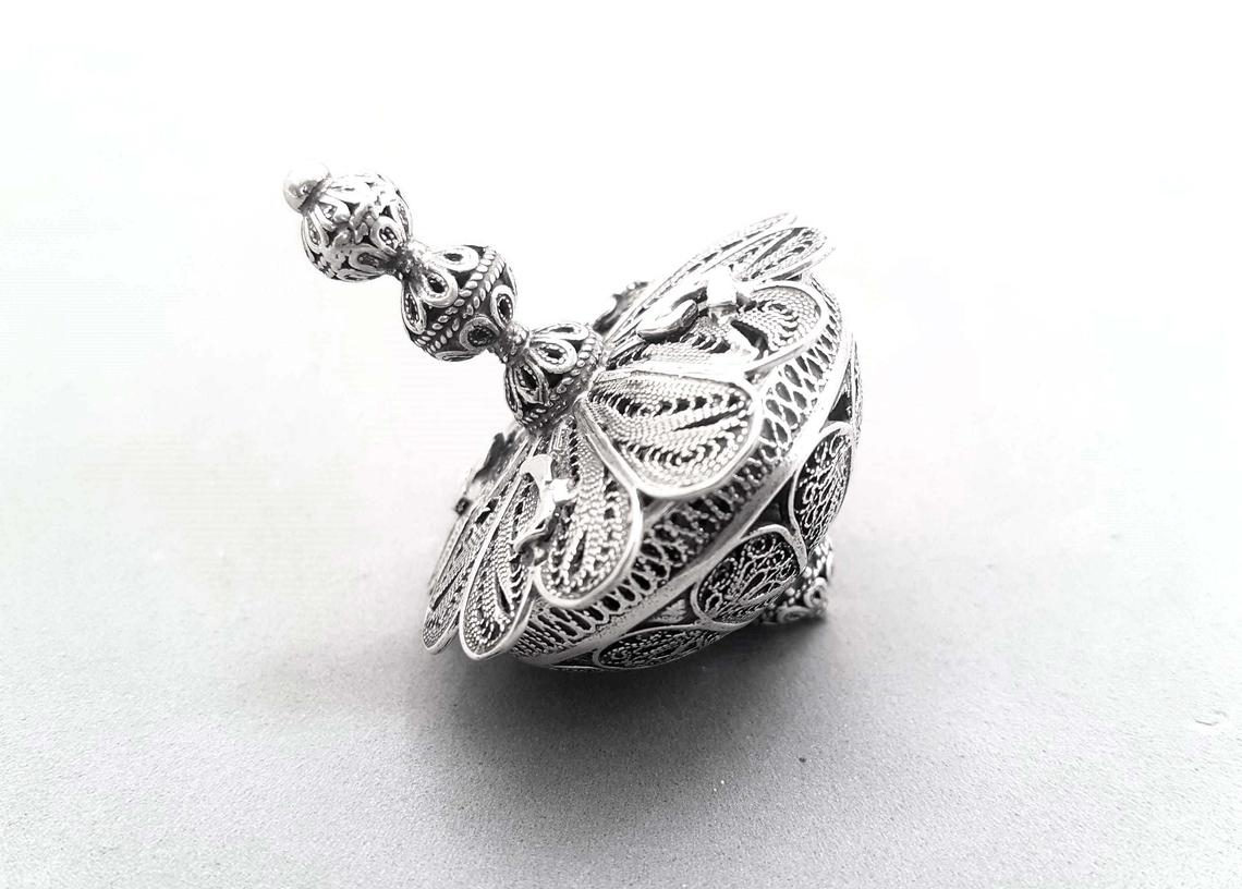 Sterling Silver Filigree Dreidel with Besamim Spice Box