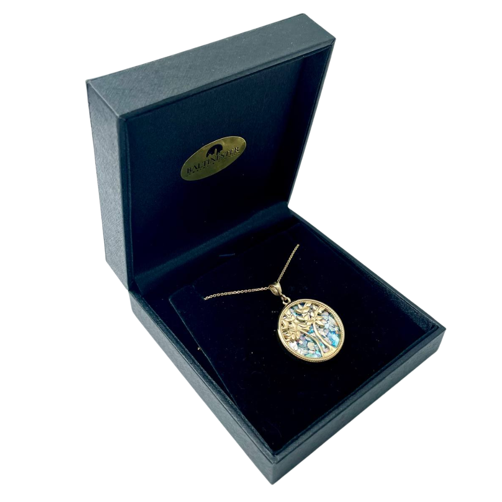Roman Glass Tree of Life Pendant in 14K Gold