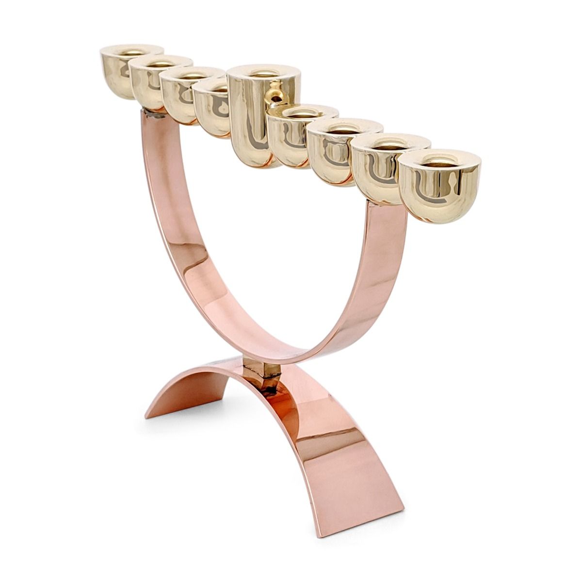 Designer Hanukkah Menorah in Copper and Brass