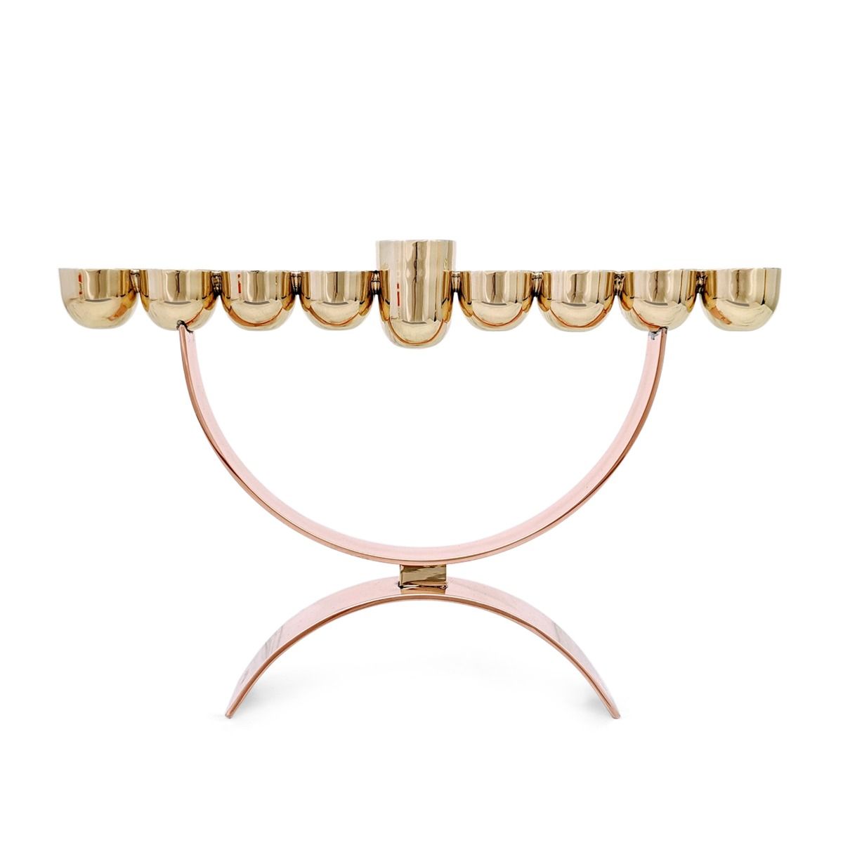 Designer Hanukkah Menorah in Copper and Brass