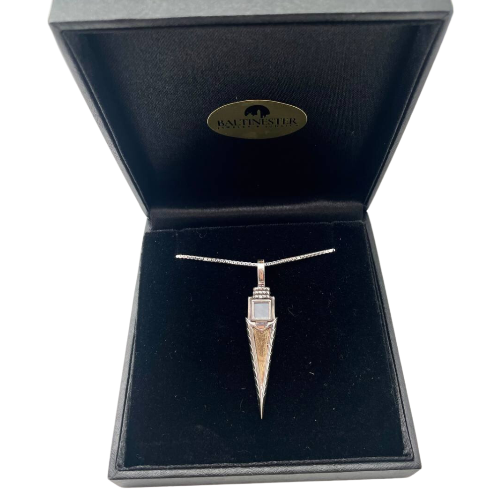 Sword Pendant with Nano Bible in Silver and Gold