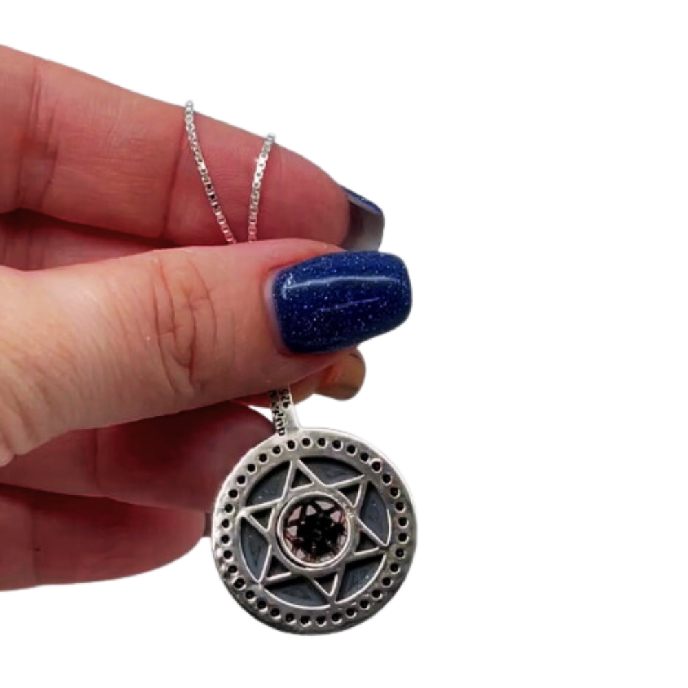 Star of David and Shema Israel Silver and Gold Onyx Necklace