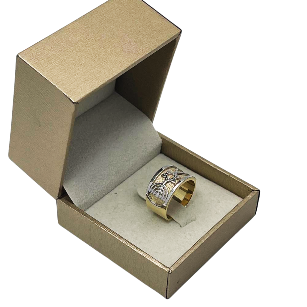 Star of David Messianic Seal of Jerusalem Ring - 14K Gold Two Tone Grafted-In Ring