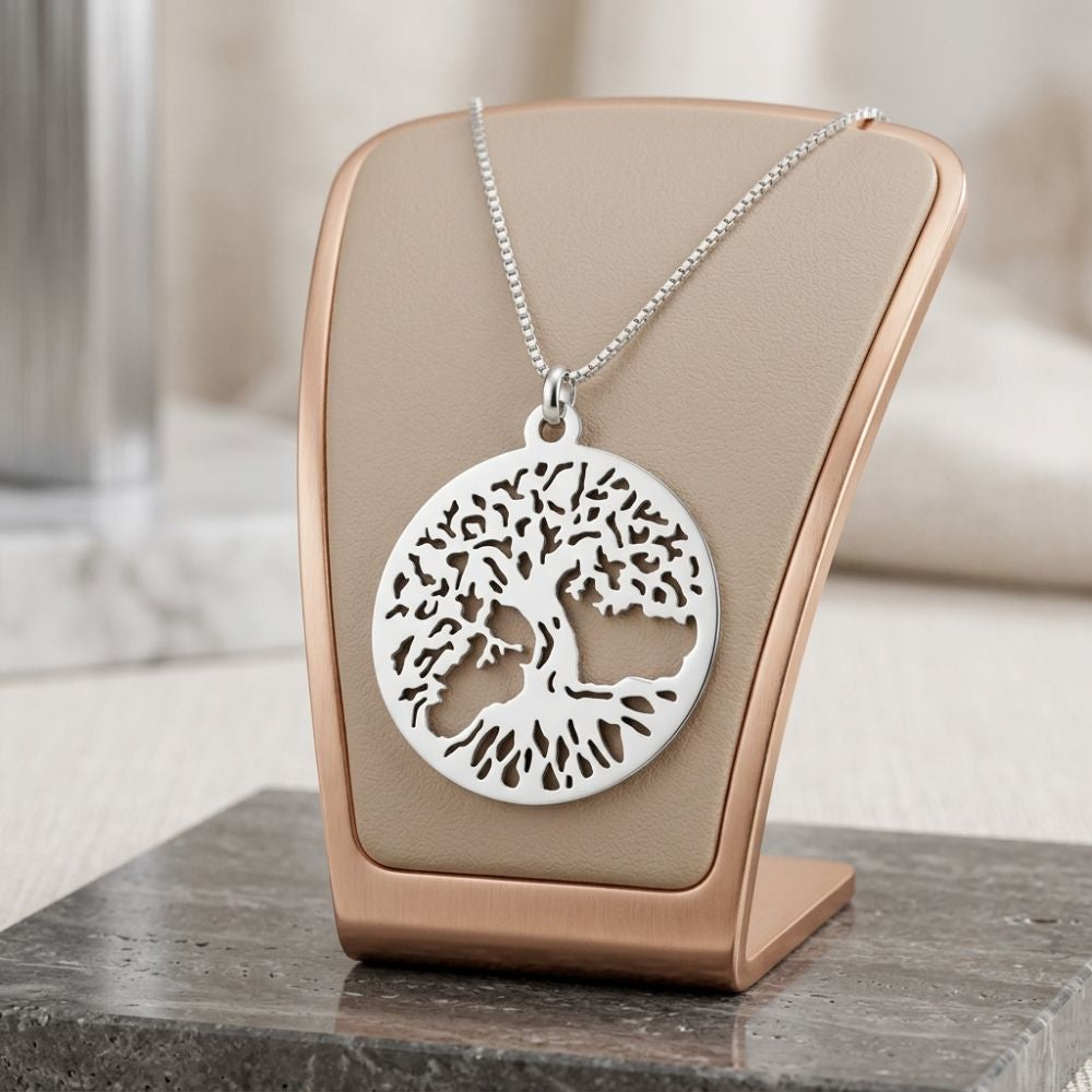 Tree of Life Necklace in Sterling Silver with Box Chain