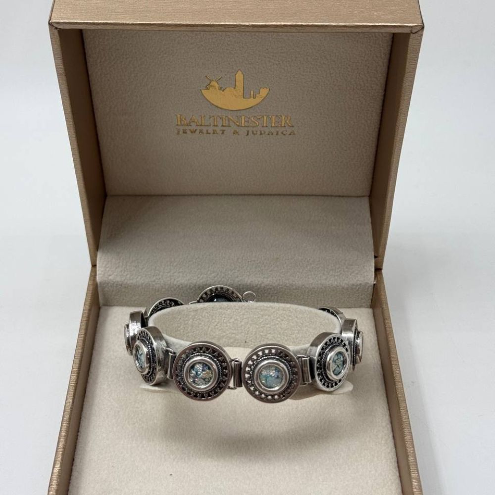 Sterling Silver Roman Glass Bracelet