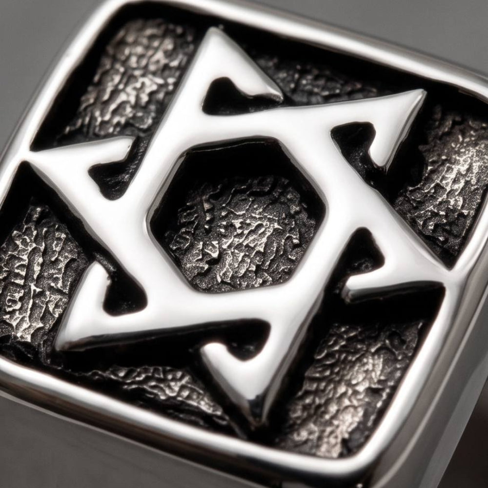 Sterling Silver Star of David Oxidized Ring