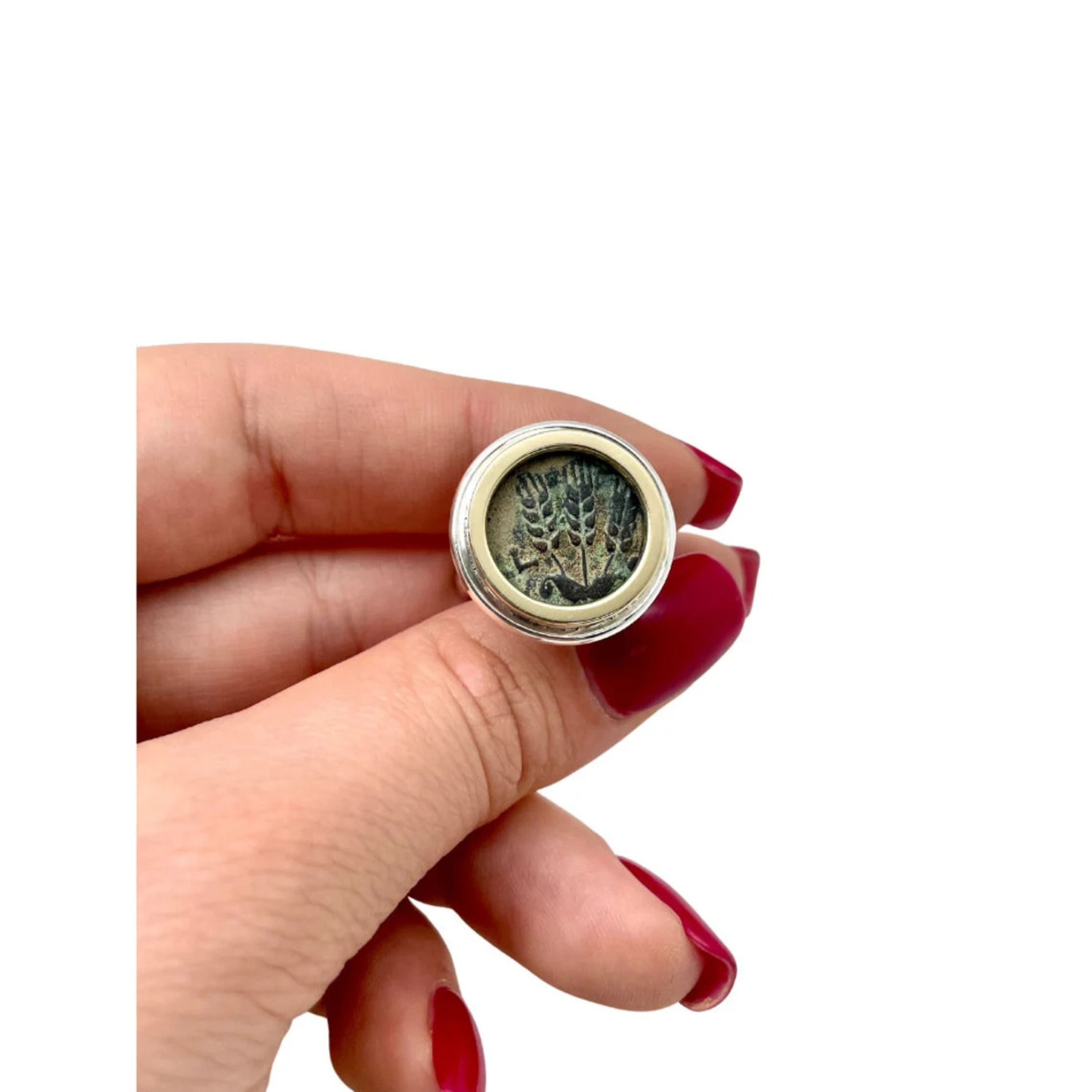 Silver and 14k Gold Round King Agrippa Coin Cufflinks