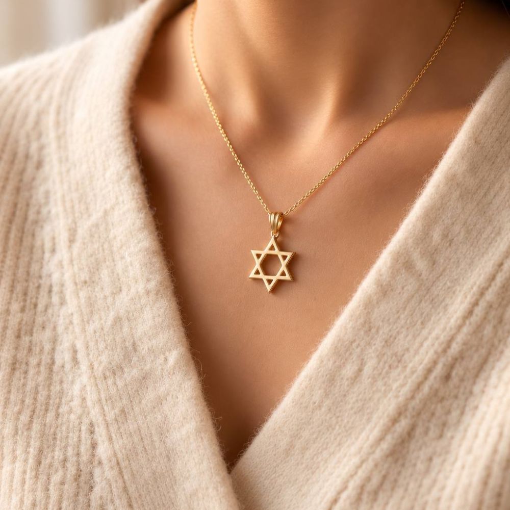 14k Gold Smooth Star of David Pendant