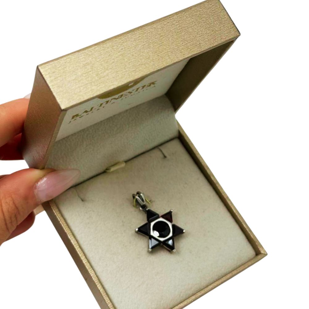 925 Sterling Silver Natural Garnet Star of David Pendant  Magen David Necklace