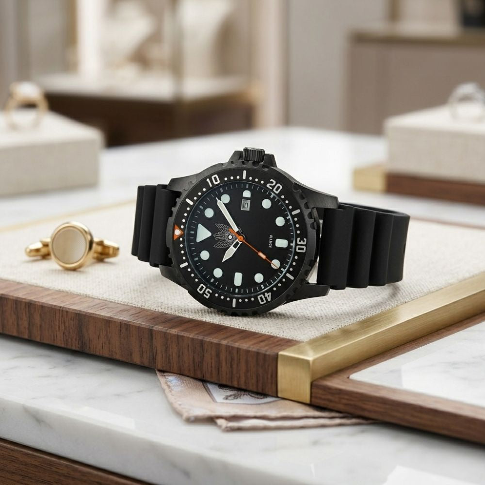 Soldiers Watch with Air Force Emblem 44mm Military Quartz 200M Waterproof