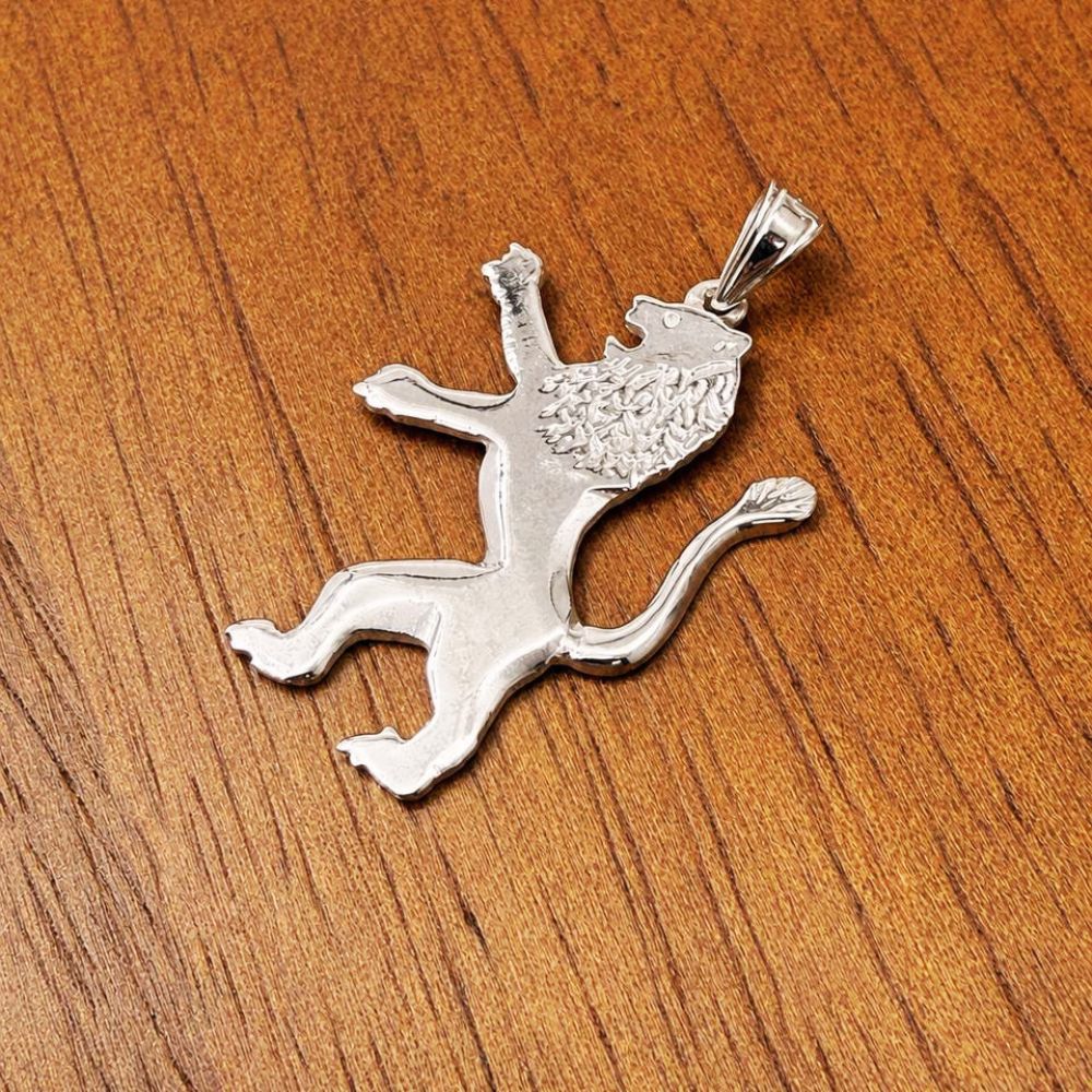 Rising Lion of Judah Pendant in Sterling Silver