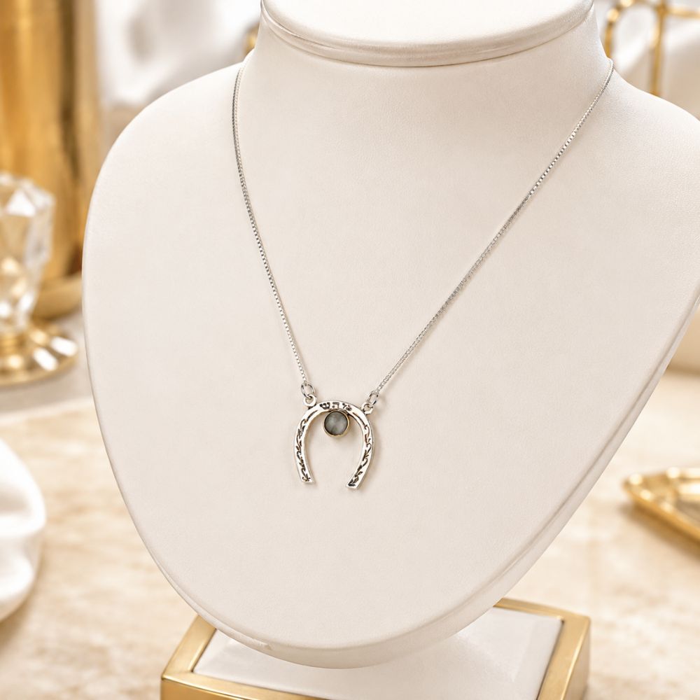 Horseshoe Protection Necklace with Chrysoberyl Stone