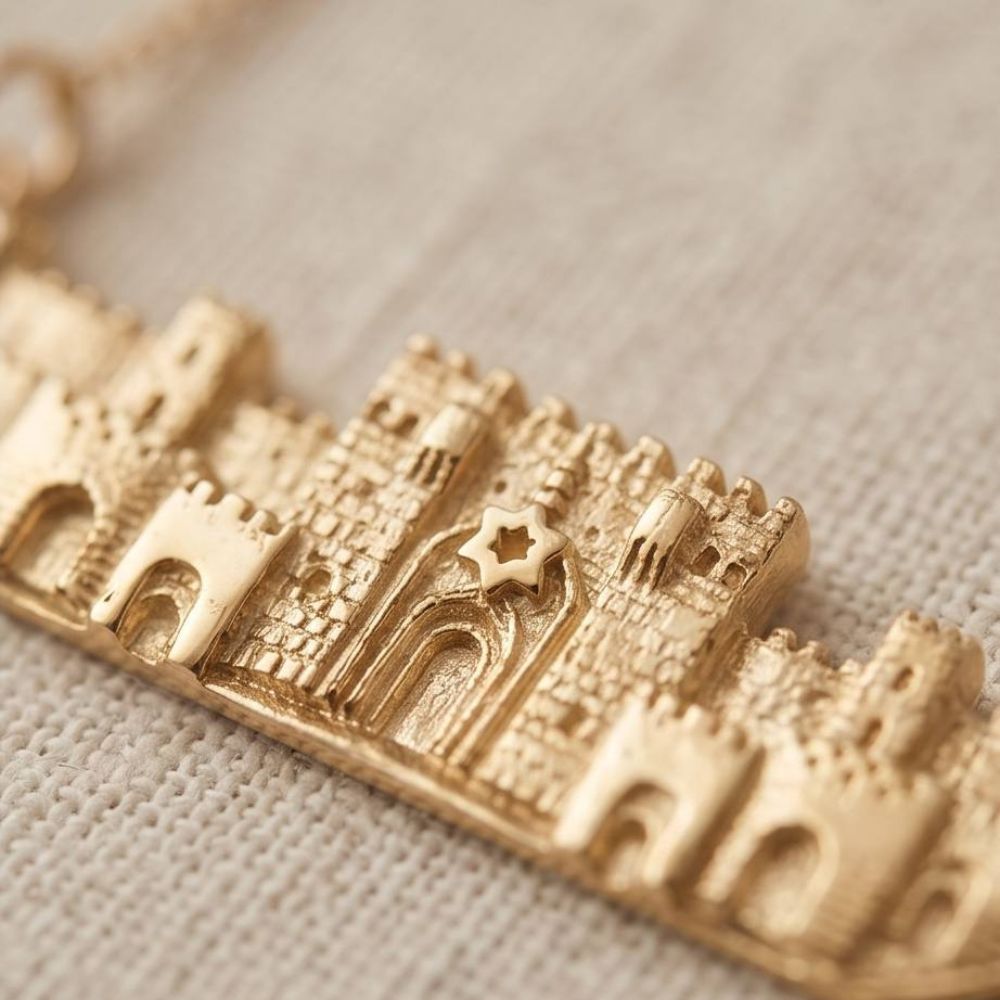 Jerusalem Skyline Necklace in 14K Yellow Gold