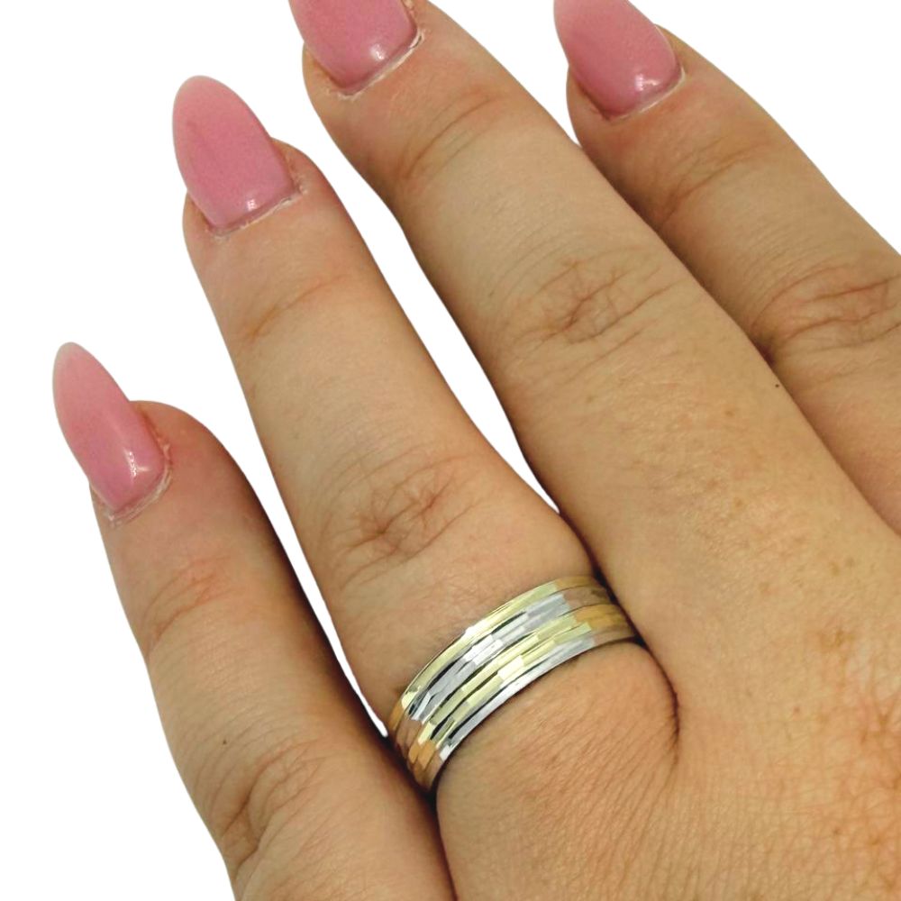 Two Tone 14K Gold Wedding Ring 8mm Unisex Gold Band