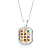 Judaica Pendant - Silver and Gold Hoshen Pendant and Chain Set