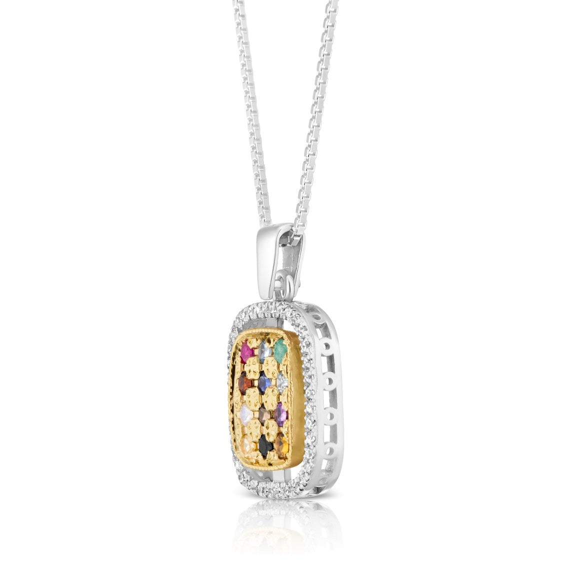 Judaica Pendant - Silver and Gold Hoshen Pendant and Chain Set