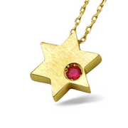 Birthstone Star of David Pendant in 14K Gold - Protection and Luck
