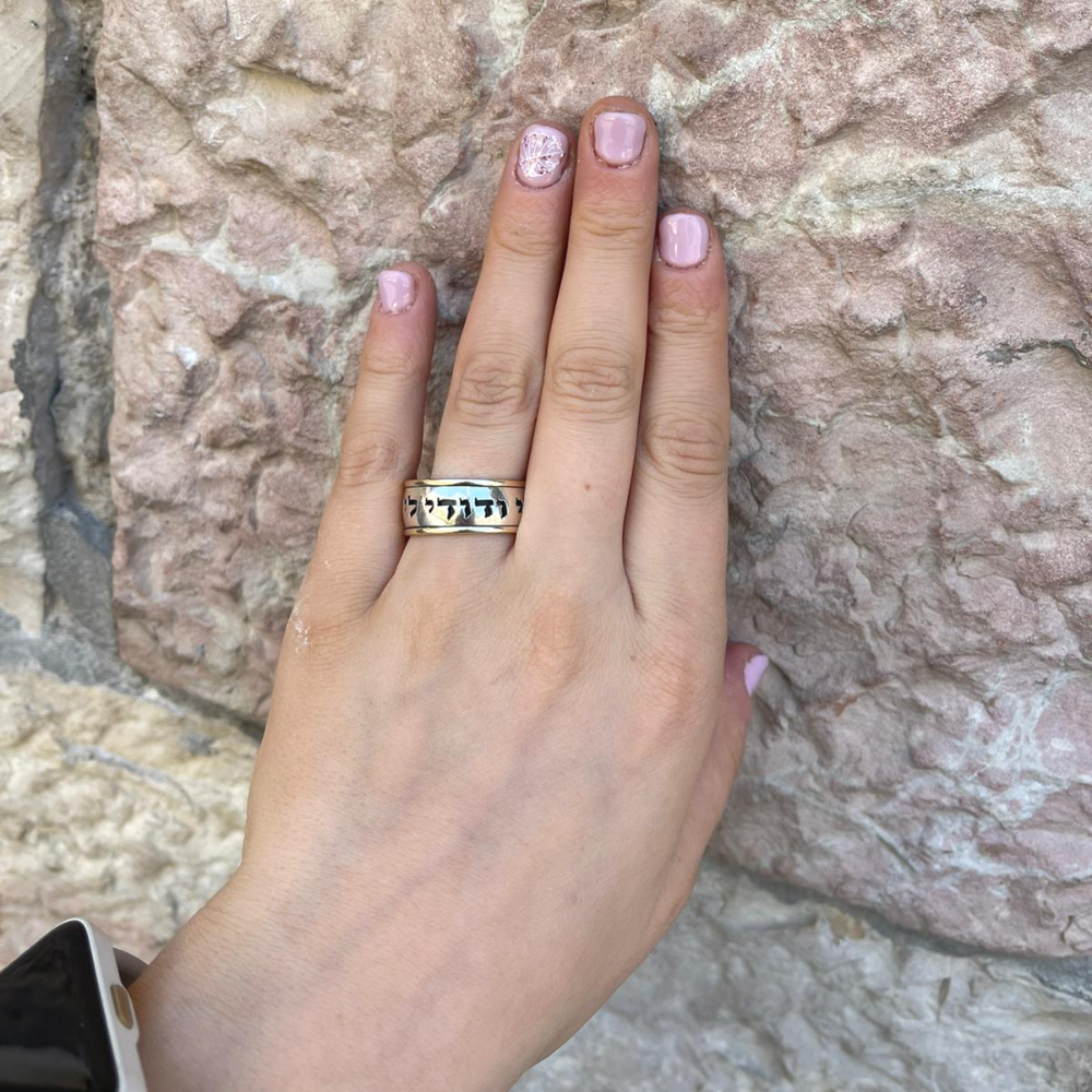 Sterling Silver Wide 14k Gold Bordered Ani Ledodi Ring