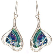 Silver Roman Glass Artistic Earrings