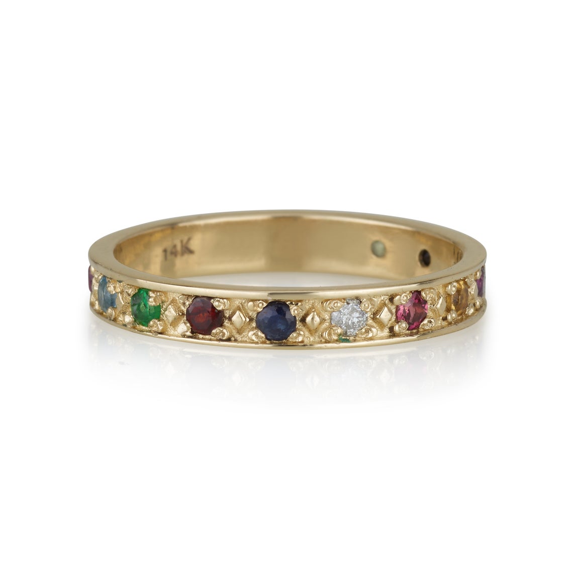 Kabbalah Ring with 12 Hoshen Gems - 14K Yellow Gold