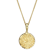 Shema Yisrael necklace - 14K Gold Round Pendant with Diamond Cut Border
