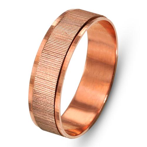 14k Rose Gold Ribbed Wedding Ring