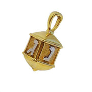 14k Gold Two Tone Hanukkah Dreidel Charm Pendant