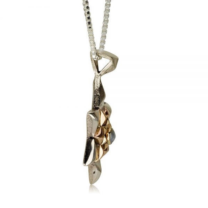 14K Gold and Silver Star of David with Chrysoberyl Kabbalah Pendant Chain Set