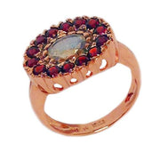 14k Rose Gold Ring - Garnets and Labradorite