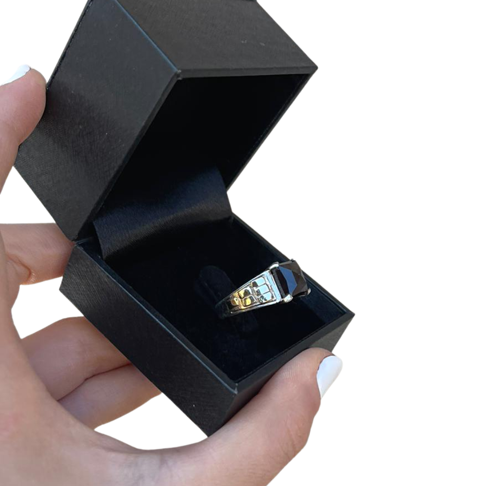 14K Yellow Gold and Silver Kabbalah Ring with Garnet Stone