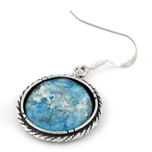 Roman Glass Silver Rope Earrings