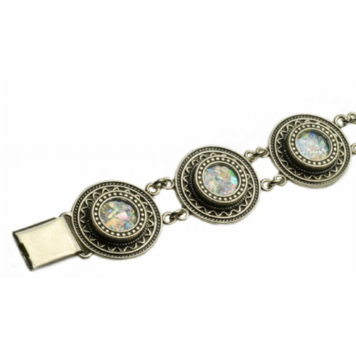 Sterling Silver Yemenite Roman Glass Bracelet