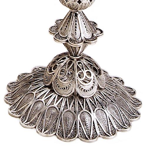 Sterling Silver Tall Flower Filigree Candlesticks