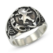 Oxidized Silver Lion of Judah Wide Ring