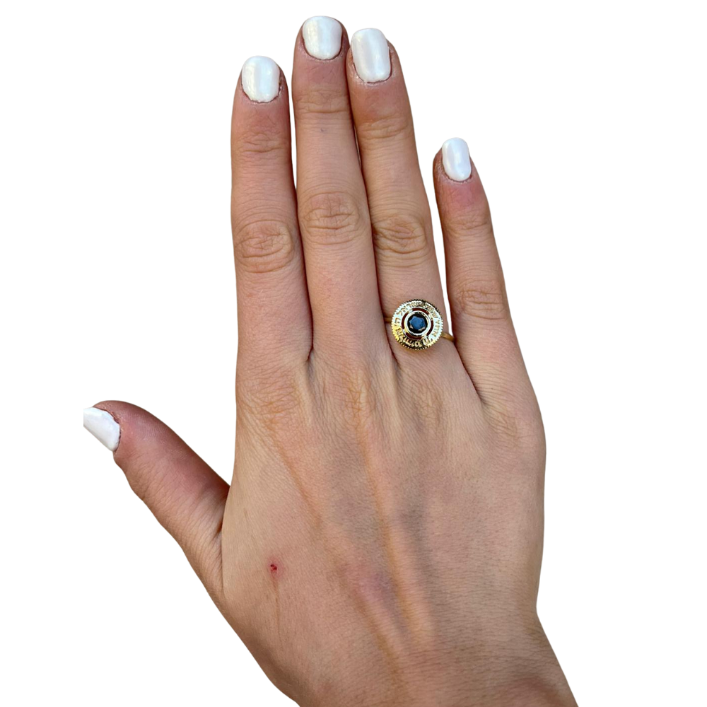 14k Gold Dainty Onyx Shema Ring